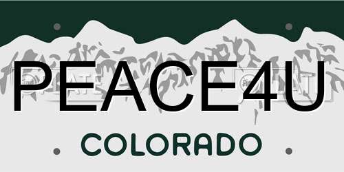 PEACE4U Colorado License Plate
