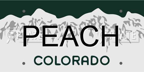 PEACH Colorado License Plate
