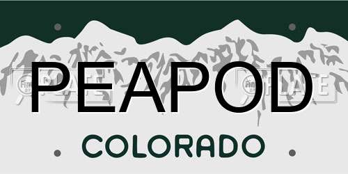 PEAPOD Colorado License Plate