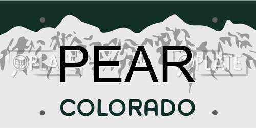 PEAR Colorado License Plate