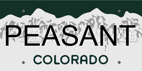 PEASANT Colorado License Plate