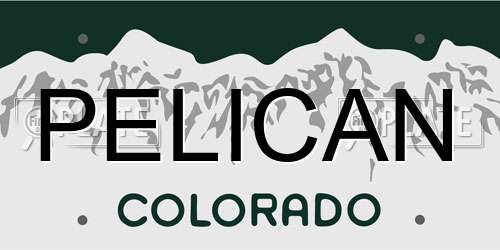 PELICAN Colorado License Plate