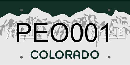 PEO001 Colorado License Plate