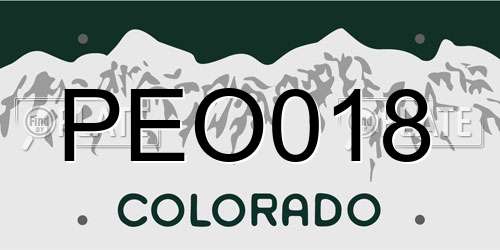 PEO018 Colorado License Plate