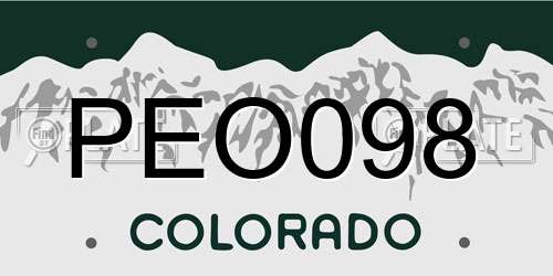PEO098 Colorado License Plate
