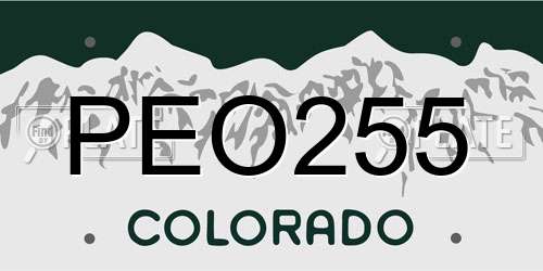 PEO255 Colorado License Plate