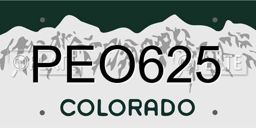 PEO625 Colorado License Plate