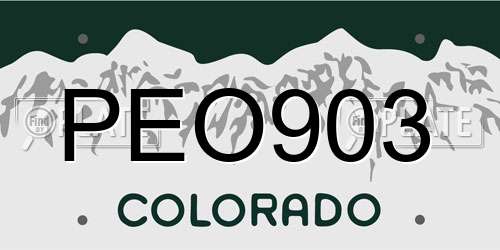 PEO903 Colorado License Plate