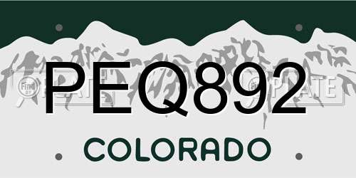 PEQ892 Colorado License Plate