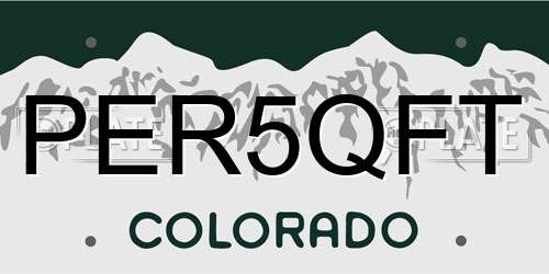 PER5QFT Colorado License Plate