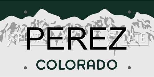 PEREZ Colorado License Plate