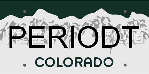 PERIODT Colorado License Plate