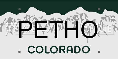 PETHO Colorado License Plate