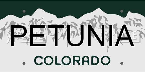 PETUNIA Colorado License Plate