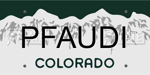 PFAUDI Colorado License Plate