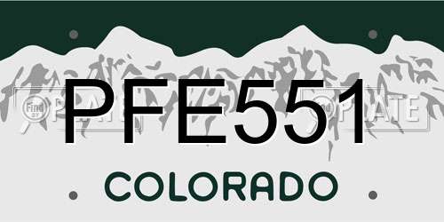 PFE551 Colorado License Plate