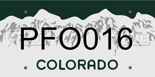 PFO016 Colorado License Plate