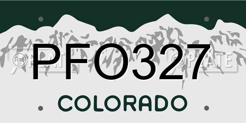 PFO327 Colorado License Plate