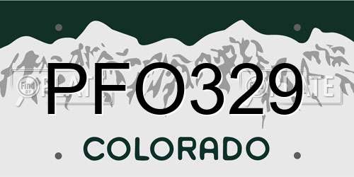 PFO329 Colorado License Plate