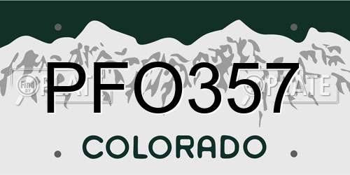 PFO357 Colorado License Plate