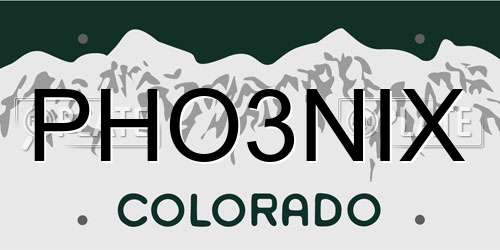 PHO3NIX Colorado License Plate