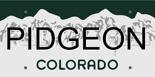 PIDGEON Colorado License Plate