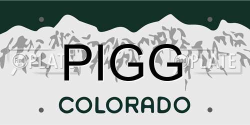 PIGG Colorado License Plate
