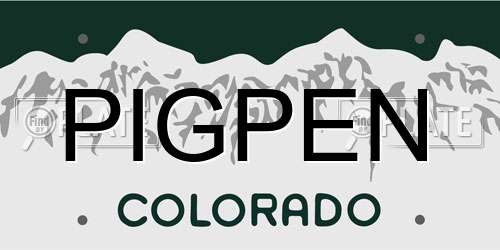PIGPEN Colorado License Plate