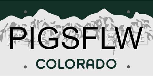 PIGSFLW Colorado License Plate