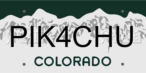PIK4CHU Colorado License Plate
