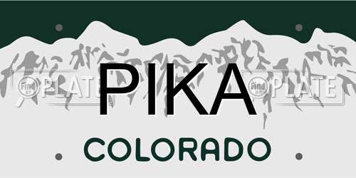 PIKA Colorado License Plate
