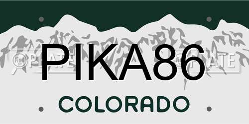 PIKA86 Colorado License Plate