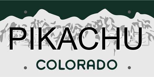 PIKACHU Colorado License Plate