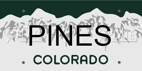 PINES Colorado License Plate