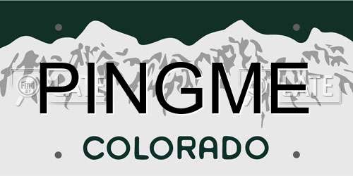 PINGME Colorado License Plate