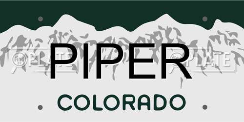 PIPER Colorado License Plate