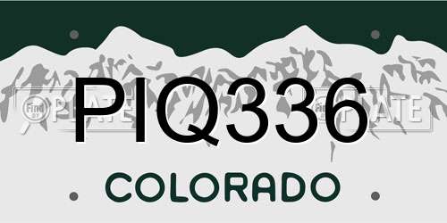 PIQ336 Colorado License Plate