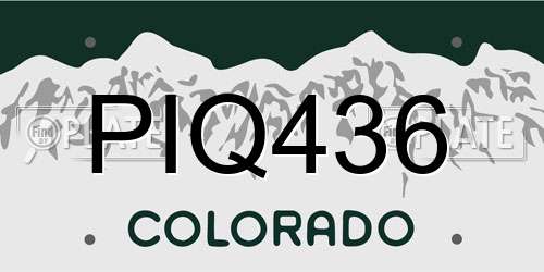 PIQ436 Colorado License Plate