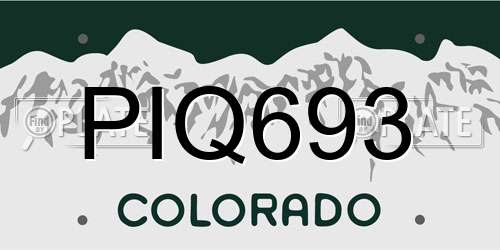 PIQ693 Colorado License Plate