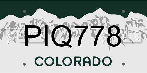 PIQ778 Colorado License Plate