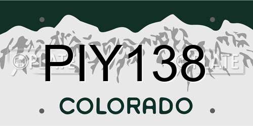 PIY138 Colorado License Plate