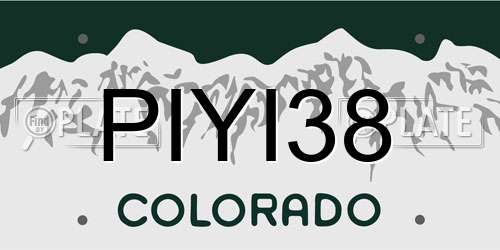 PIYI38 Colorado License Plate