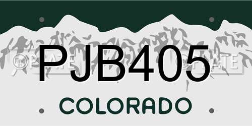 PJB405 Colorado License Plate