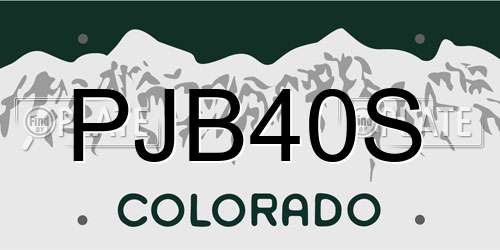 PJB40S Colorado License Plate