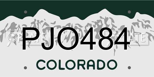 PJO484 Colorado License Plate