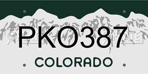 PKO387 Colorado License Plate