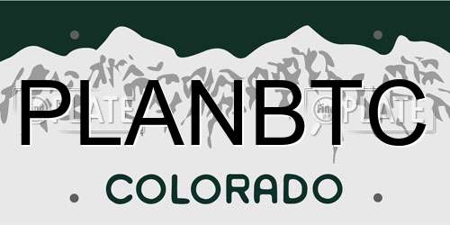 PLANBTC Colorado License Plate