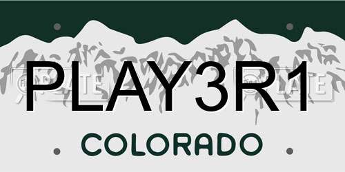 PLAY3R1 Colorado License Plate
