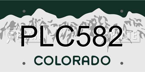 PLC582 Colorado License Plate