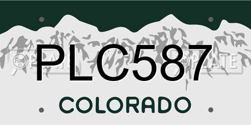 PLC587 Colorado License Plate